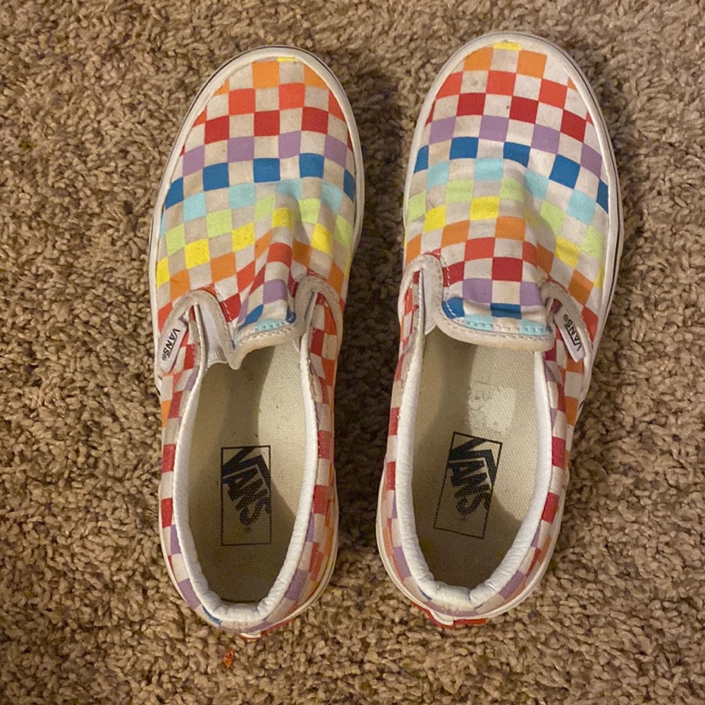 Used rainbow checkered vans